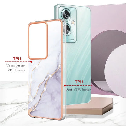 YB IMD Series-2 For Oppo A79 5G / A2 5G Case IMD Marble Pattern Electroplating TPU Cover