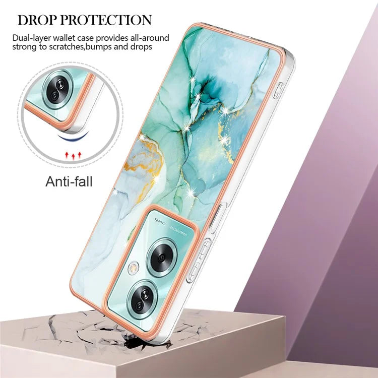 YB IMD Series-2 For Oppo A79 5G / A2 5G Case IMD Marble Pattern Electroplating TPU Cover