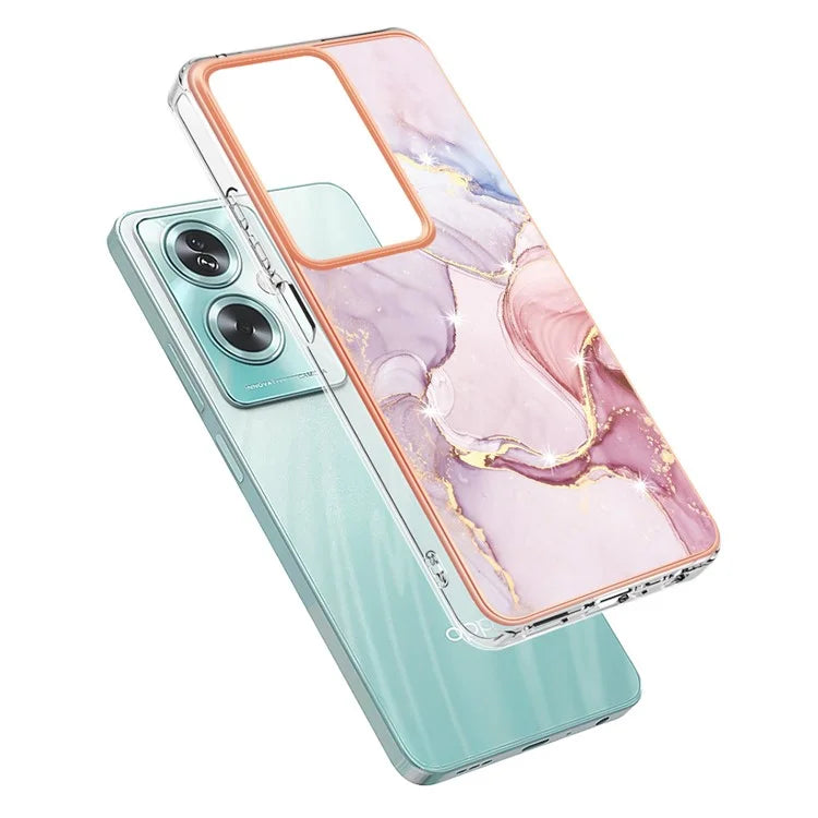 YB IMD Series-2 For Oppo A79 5G / A2 5G Case IMD Marble Pattern Electroplating TPU Cover