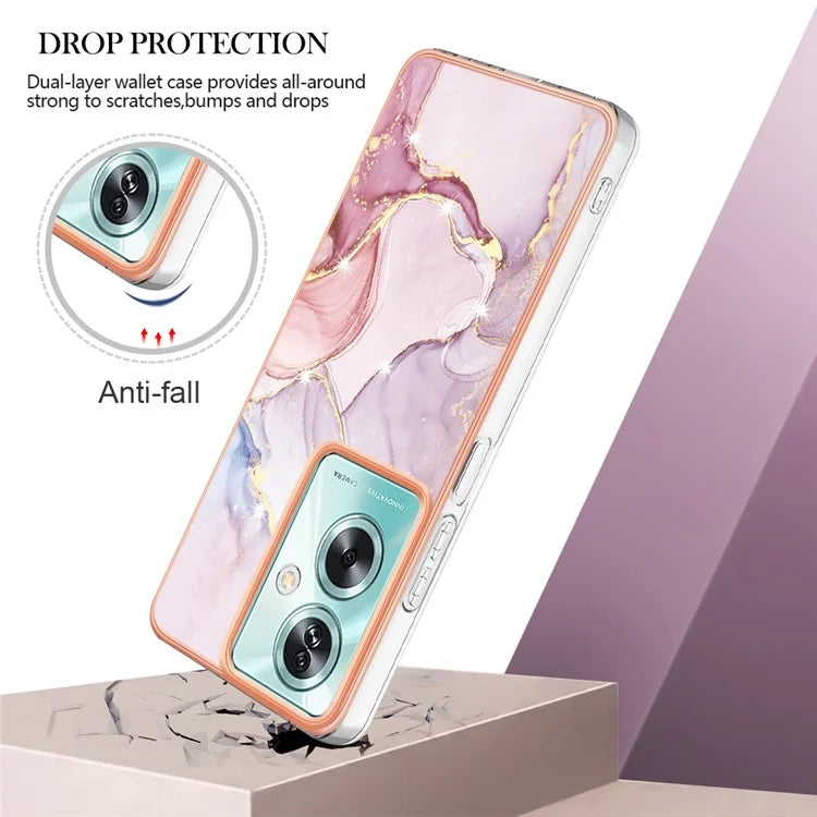 YB IMD Series-2 For Oppo A79 5G / A2 5G Case IMD Marble Pattern Electroplating TPU Cover