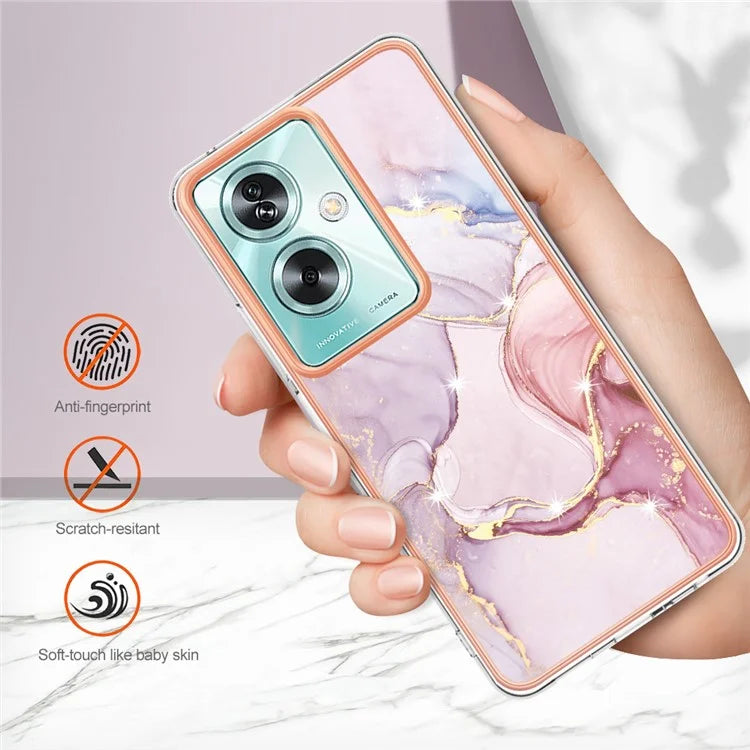 YB IMD Series-2 For Oppo A79 5G / A2 5G Case IMD Marble Pattern Electroplating TPU Cover