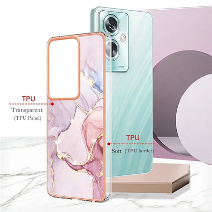 YB IMD Series-2 For Oppo A79 5G / A2 5G Case IMD Marble Pattern Electroplating TPU Cover