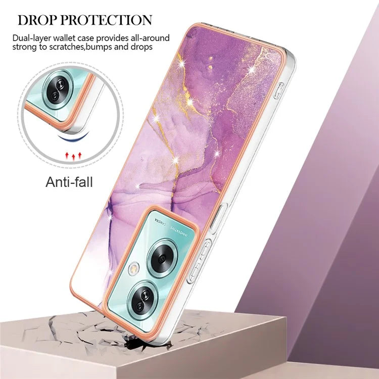 YB IMD Series-2 For Oppo A79 5G / A2 5G Case IMD Marble Pattern Electroplating TPU Cover