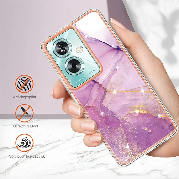 YB IMD Series-2 For Oppo A79 5G / A2 5G Case IMD Marble Pattern Electroplating TPU Cover
