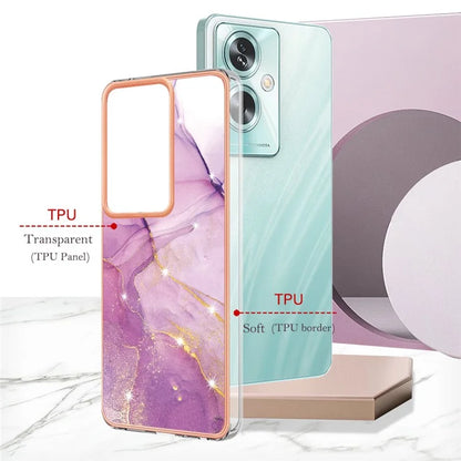 YB IMD Series-2 For Oppo A79 5G / A2 5G Case IMD Marble Pattern Electroplating TPU Cover