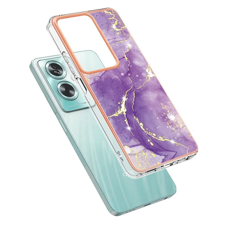 YB IMD Series-2 For Oppo A79 5G / A2 5G Case IMD Marble Pattern Electroplating TPU Cover