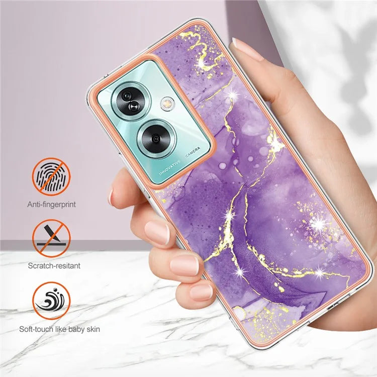 YB IMD Series-2 For Oppo A79 5G / A2 5G Case IMD Marble Pattern Electroplating TPU Cover