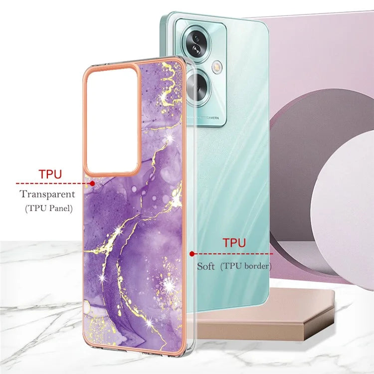 YB IMD Series-2 For Oppo A79 5G / A2 5G Case IMD Marble Pattern Electroplating TPU Cover