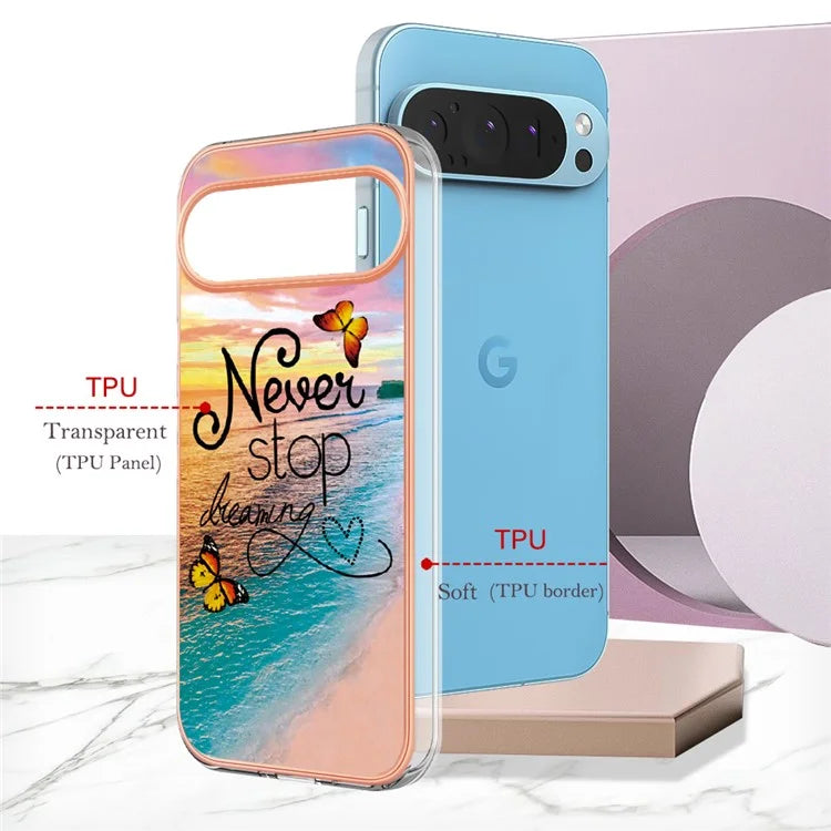 YB IMD Series-1 For Google Pixel 9 / Pixel 9 Pro Case IMD TPU Phone Cover Electroplating Edge