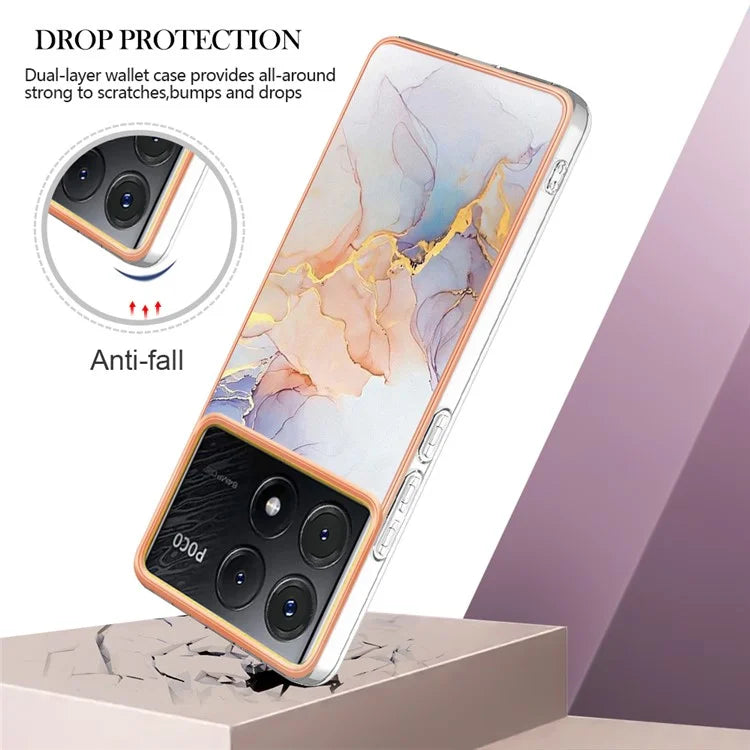 YB IMD Series-1 For Xiaomi Poco X6 Pro 5G / Redmi K70E 5G Electroplated Case with Marble Pattern