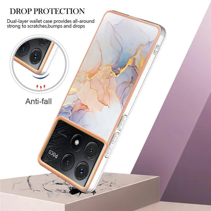 YB IMD Series-1 For Xiaomi Poco X6 Pro 5G / Redmi K70E 5G Electroplated Case with Marble Pattern