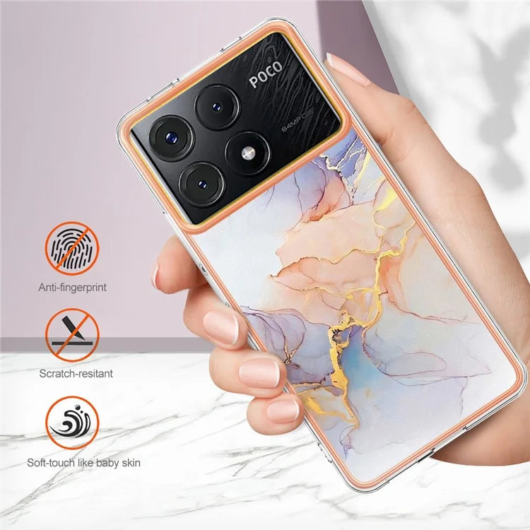 YB IMD Series-1 For Xiaomi Poco X6 Pro 5G / Redmi K70E 5G Electroplated Case with Marble Pattern