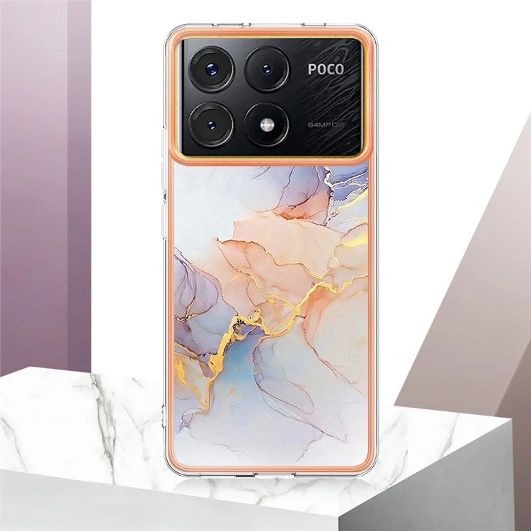 YB IMD Series-1 For Xiaomi Poco X6 Pro 5G / Redmi K70E 5G Electroplated Case with Marble Pattern