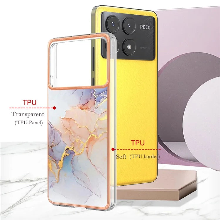 YB IMD Series-1 For Xiaomi Poco X6 Pro 5G / Redmi K70E 5G Electroplated Case with Marble Pattern