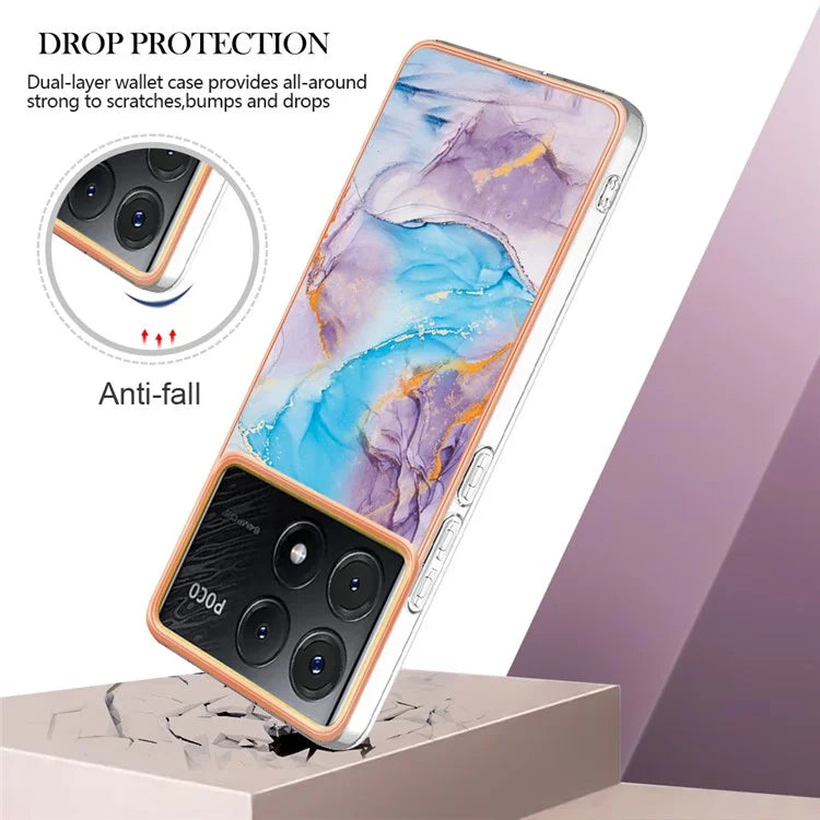 YB IMD Series-1 For Xiaomi Poco X6 Pro 5G / Redmi K70E 5G Electroplated Case with Marble Pattern