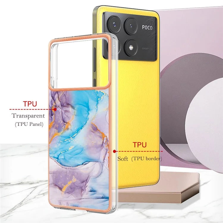 YB IMD Series-1 For Xiaomi Poco X6 Pro 5G / Redmi K70E 5G Electroplated Case with Marble Pattern