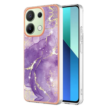YB IMD Series-2 For Xiaomi Redmi Note 13 4G Back Case Marble Pattern Electroplated Frame TPU Phone Shell