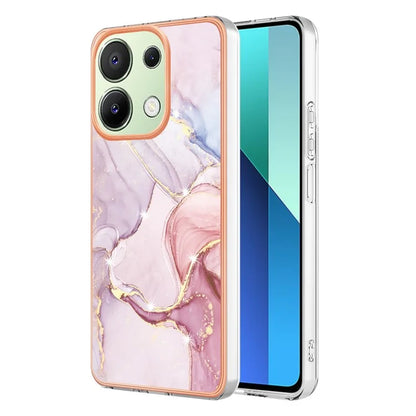 YB IMD Series-2 For Xiaomi Redmi Note 13 4G Back Case Marble Pattern Electroplated Frame TPU Phone Shell