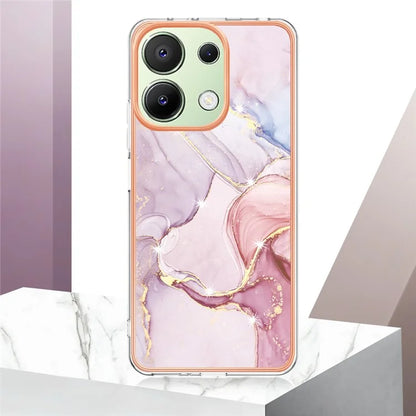YB IMD Series-2 For Xiaomi Redmi Note 13 4G Back Case Marble Pattern Electroplated Frame TPU Phone Shell