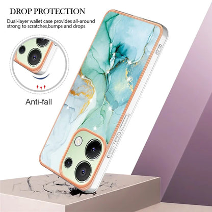 YB IMD Series-2 For Xiaomi Redmi Note 13 4G Back Case Marble Pattern Electroplated Frame TPU Phone Shell