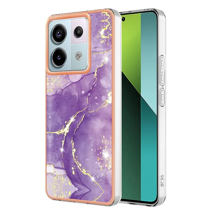 YB IMD Series-2 For Xiaomi Redmi Note 13 Pro 5G / Poco X6 5G Case Marble Pattern Electroplating TPU Cover