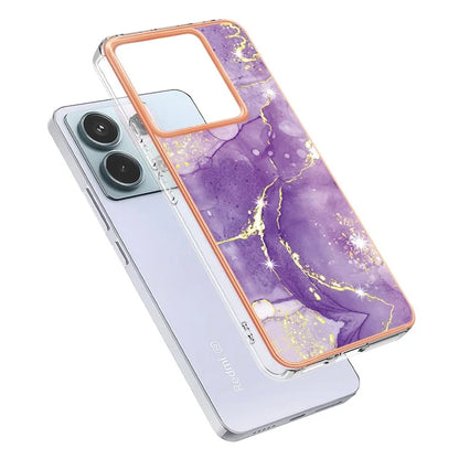 YB IMD Series-2 For Xiaomi Redmi Note 13 Pro 5G / Poco X6 5G Case Marble Pattern Electroplating TPU Cover