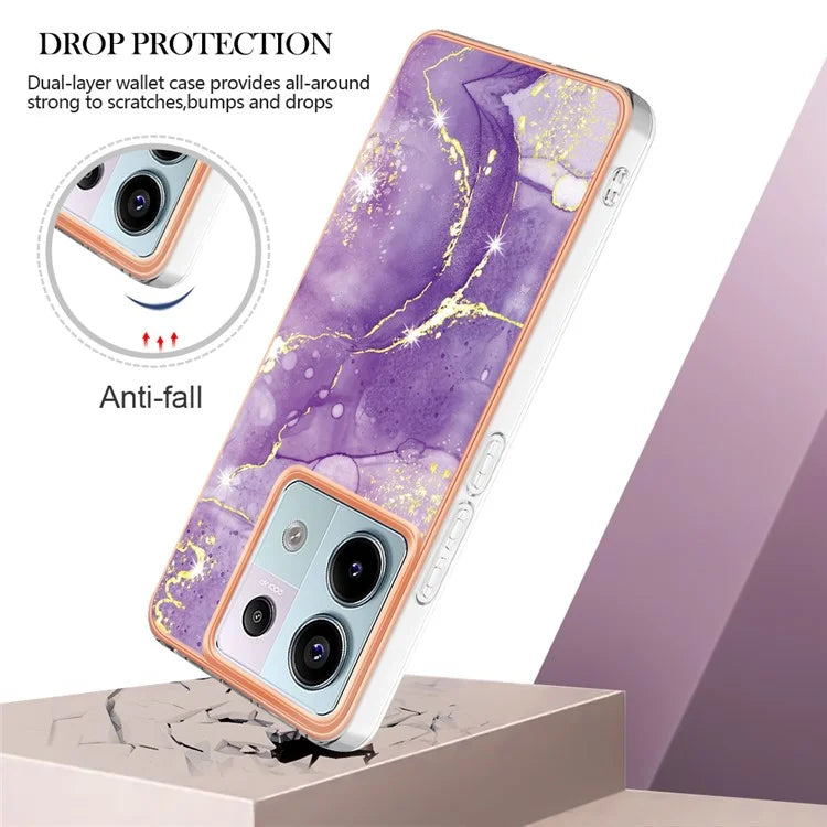 YB IMD Series-2 For Xiaomi Redmi Note 13 Pro 5G / Poco X6 5G Case Marble Pattern Electroplating TPU Cover