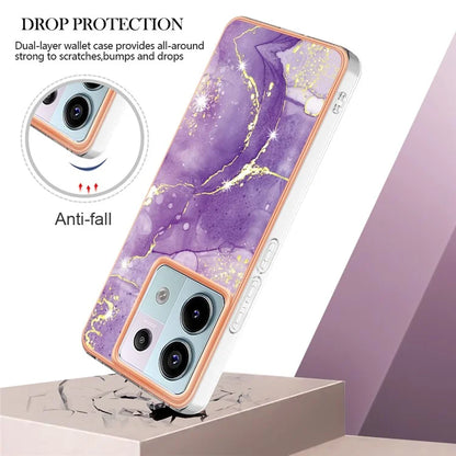 YB IMD Series-2 For Xiaomi Redmi Note 13 Pro 5G / Poco X6 5G Case Marble Pattern Electroplating TPU Cover