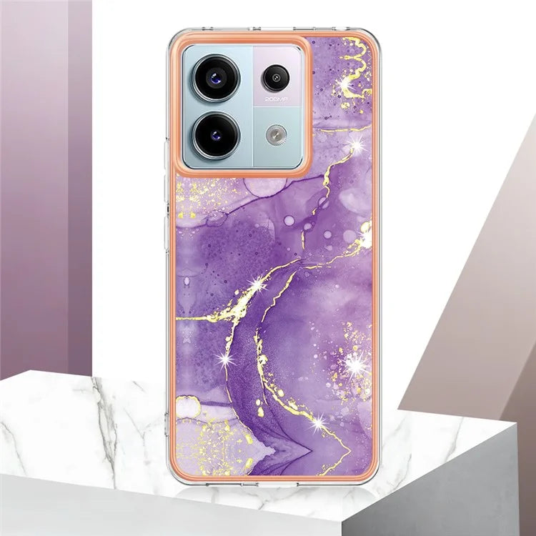 YB IMD Series-2 For Xiaomi Redmi Note 13 Pro 5G / Poco X6 5G Case Marble Pattern Electroplating TPU Cover