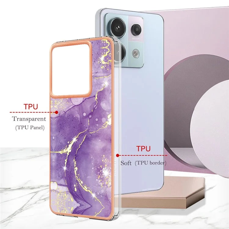 YB IMD Series-2 For Xiaomi Redmi Note 13 Pro 5G / Poco X6 5G Case Marble Pattern Electroplating TPU Cover