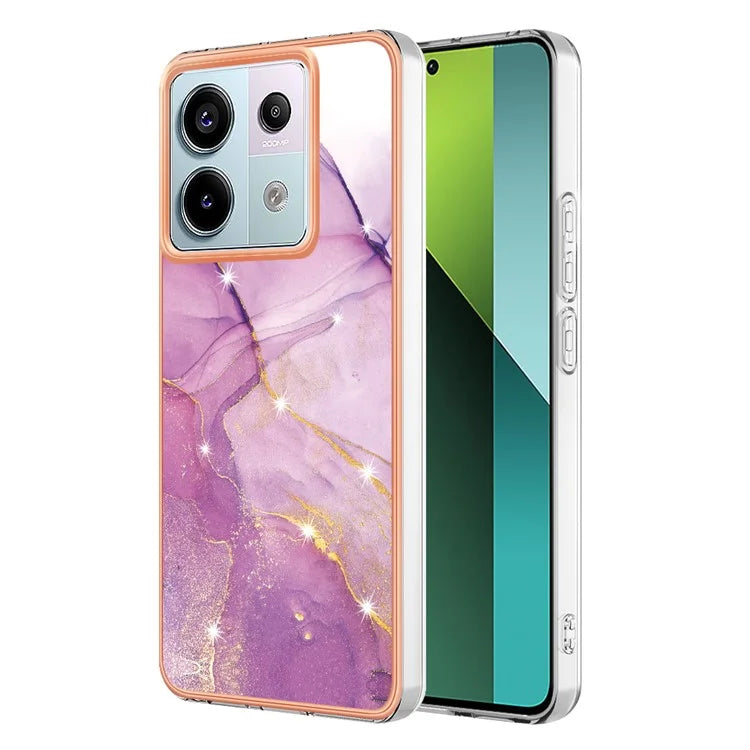 YB IMD Series-2 For Xiaomi Redmi Note 13 Pro 5G / Poco X6 5G Case Marble Pattern Electroplating TPU Cover