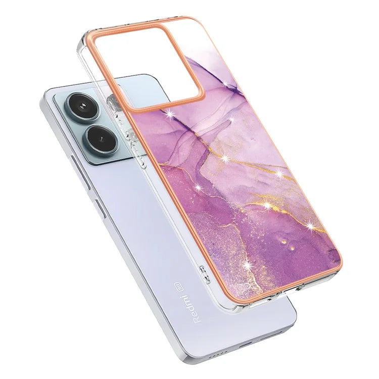 YB IMD Series-2 For Xiaomi Redmi Note 13 Pro 5G / Poco X6 5G Case Marble Pattern Electroplating TPU Cover