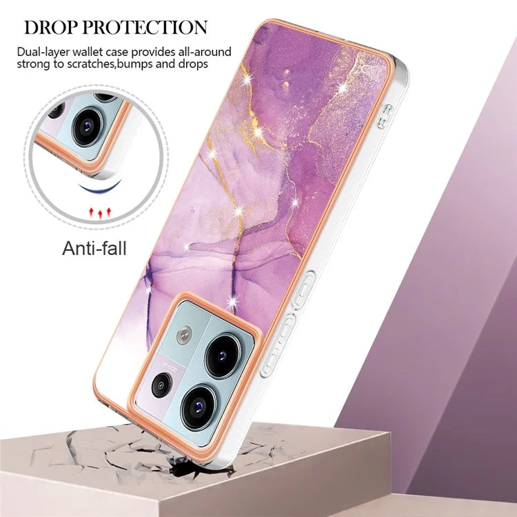 YB IMD Series-2 For Xiaomi Redmi Note 13 Pro 5G / Poco X6 5G Case Marble Pattern Electroplating TPU Cover