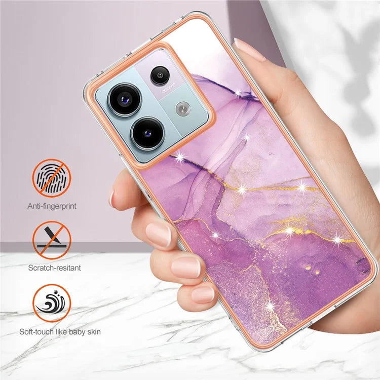 YB IMD Series-2 For Xiaomi Redmi Note 13 Pro 5G / Poco X6 5G Case Marble Pattern Electroplating TPU Cover
