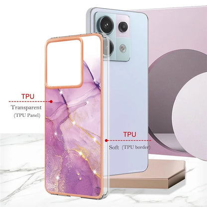 YB IMD Series-2 For Xiaomi Redmi Note 13 Pro 5G / Poco X6 5G Case Marble Pattern Electroplating TPU Cover