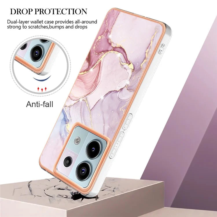 YB IMD Series-2 For Xiaomi Redmi Note 13 Pro 5G / Poco X6 5G Case Marble Pattern Electroplating TPU Cover