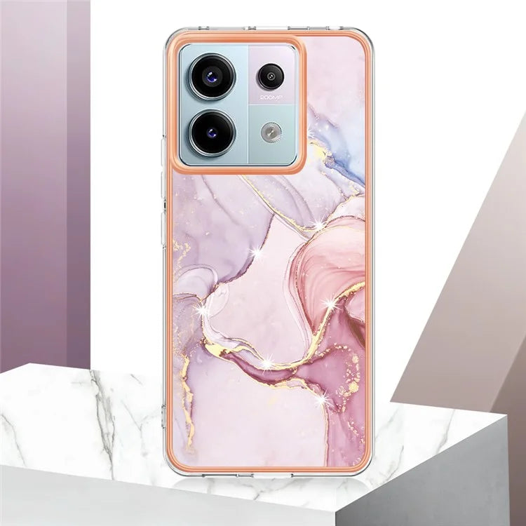YB IMD Series-2 For Xiaomi Redmi Note 13 Pro 5G / Poco X6 5G Case Marble Pattern Electroplating TPU Cover