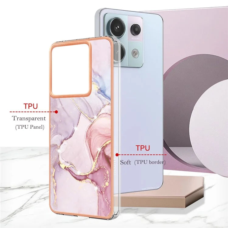 YB IMD Series-2 For Xiaomi Redmi Note 13 Pro 5G / Poco X6 5G Case Marble Pattern Electroplating TPU Cover