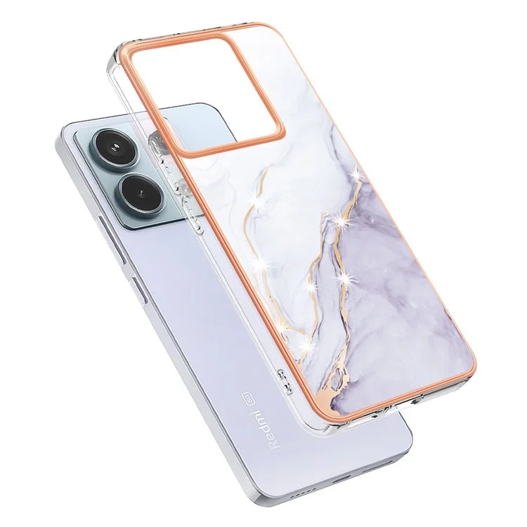 YB IMD Series-2 For Xiaomi Redmi Note 13 Pro 5G / Poco X6 5G Case Marble Pattern Electroplating TPU Cover
