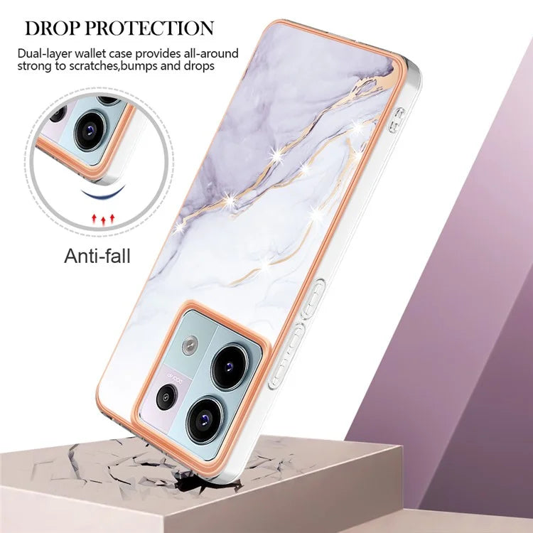 YB IMD Series-2 For Xiaomi Redmi Note 13 Pro 5G / Poco X6 5G Case Marble Pattern Electroplating TPU Cover