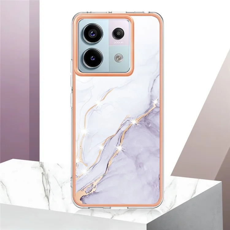 YB IMD Series-2 For Xiaomi Redmi Note 13 Pro 5G / Poco X6 5G Case Marble Pattern Electroplating TPU Cover