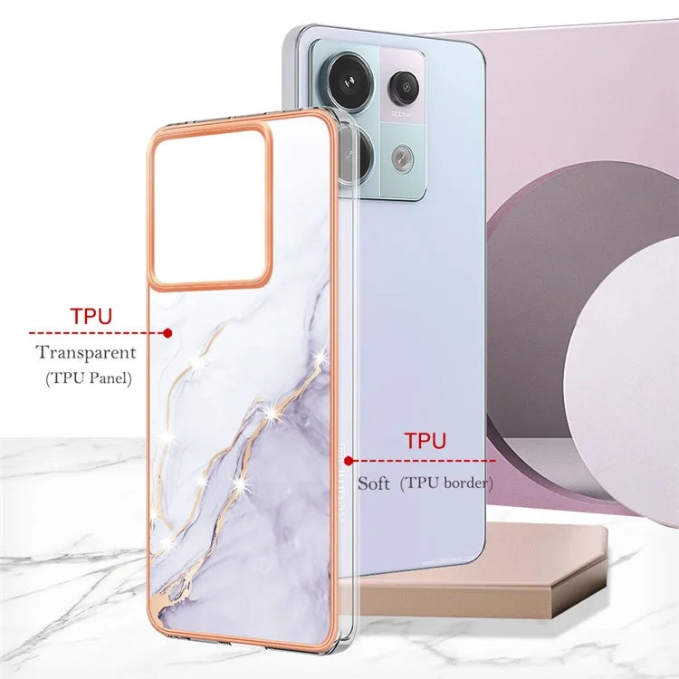 YB IMD Series-2 For Xiaomi Redmi Note 13 Pro 5G / Poco X6 5G Case Marble Pattern Electroplating TPU Cover