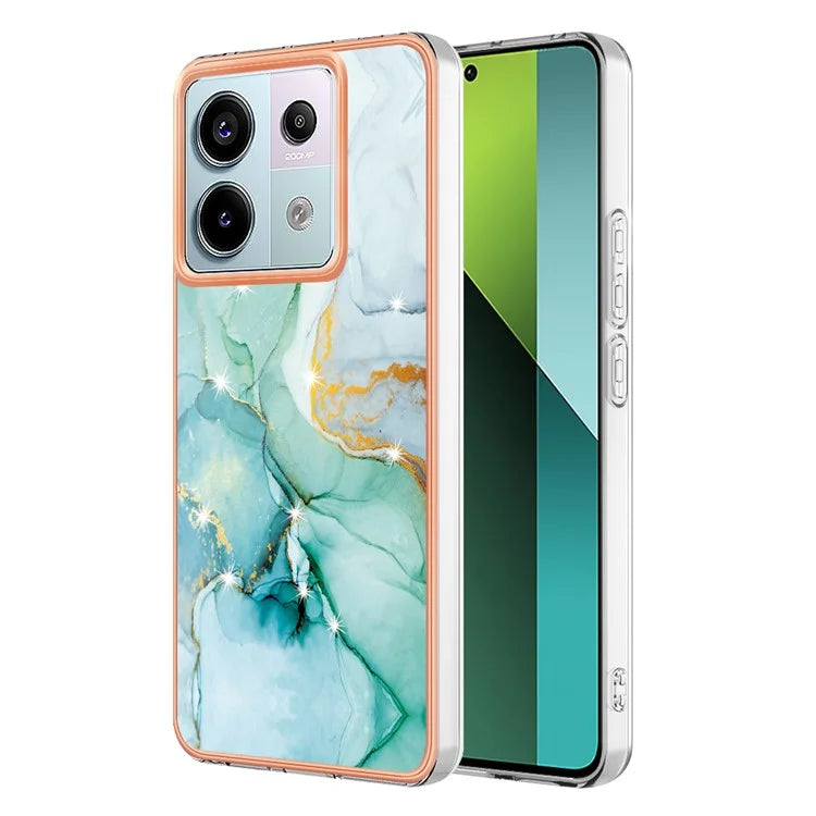 YB IMD Series-2 For Xiaomi Redmi Note 13 Pro 5G / Poco X6 5G Case Marble Pattern Electroplating TPU Cover
