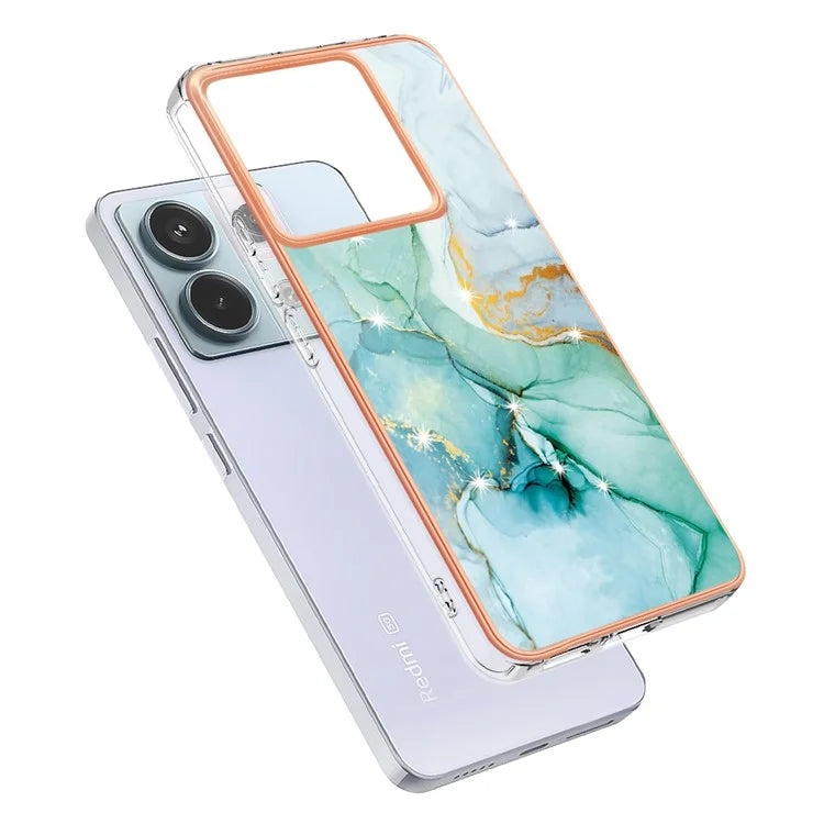 YB IMD Series-2 For Xiaomi Redmi Note 13 Pro 5G / Poco X6 5G Case Marble Pattern Electroplating TPU Cover