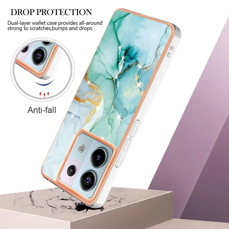 YB IMD Series-2 For Xiaomi Redmi Note 13 Pro 5G / Poco X6 5G Case Marble Pattern Electroplating TPU Cover