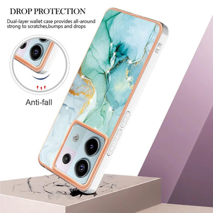 YB IMD Series-2 For Xiaomi Redmi Note 13 Pro 5G / Poco X6 5G Case Marble Pattern Electroplating TPU Cover