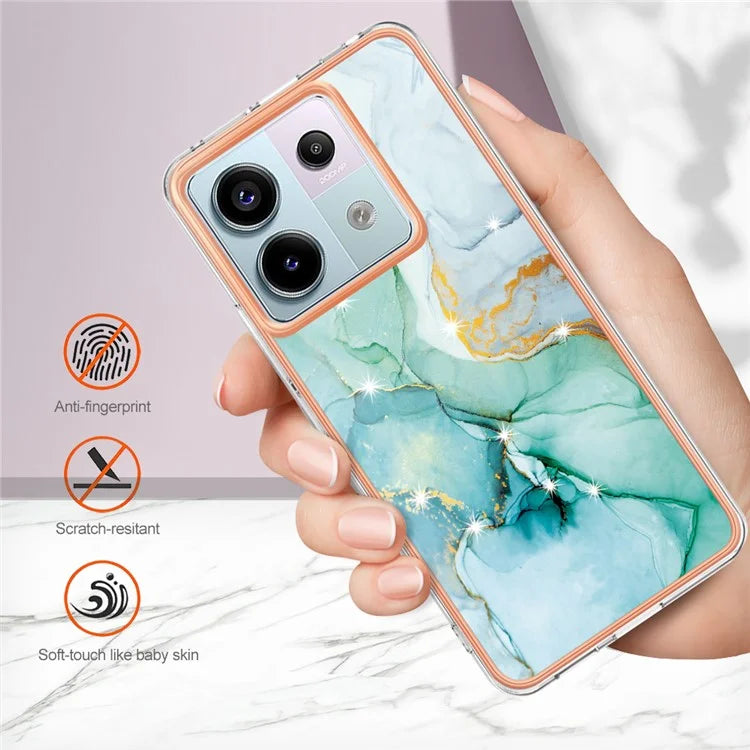 YB IMD Series-2 For Xiaomi Redmi Note 13 Pro 5G / Poco X6 5G Case Marble Pattern Electroplating TPU Cover