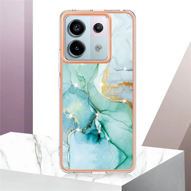 YB IMD Series-2 For Xiaomi Redmi Note 13 Pro 5G / Poco X6 5G Case Marble Pattern Electroplating TPU Cover