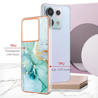 YB IMD Series-2 For Xiaomi Redmi Note 13 Pro 5G / Poco X6 5G Case Marble Pattern Electroplating TPU Cover