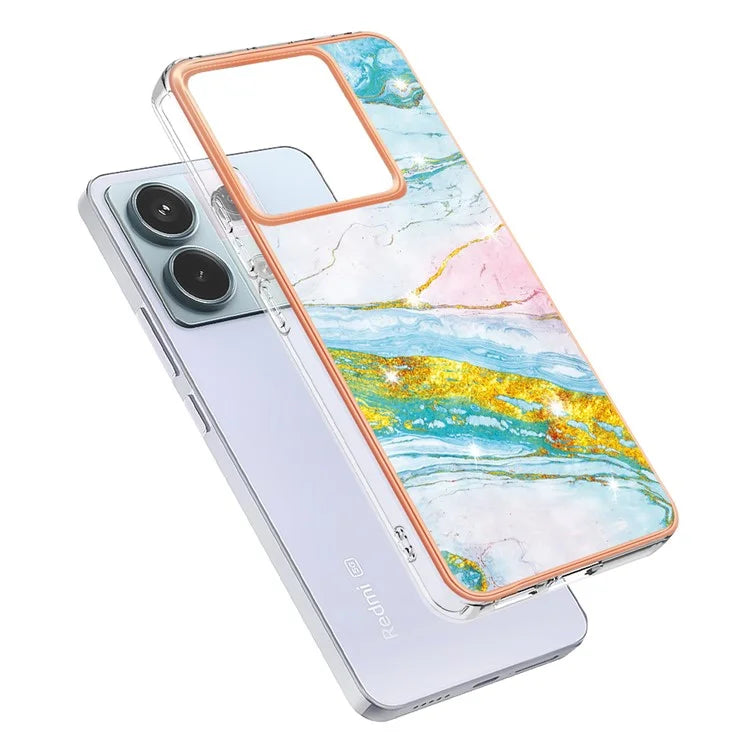 YB IMD Series-2 For Xiaomi Redmi Note 13 Pro 5G / Poco X6 5G Case Marble Pattern Electroplating TPU Cover